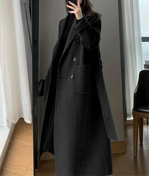 Autumn Winter Mid-Length Double-Sided Cashmere Coat