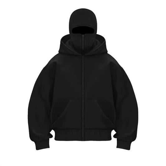 Barrack Hooded Face Mask Zipper Sweatshirt