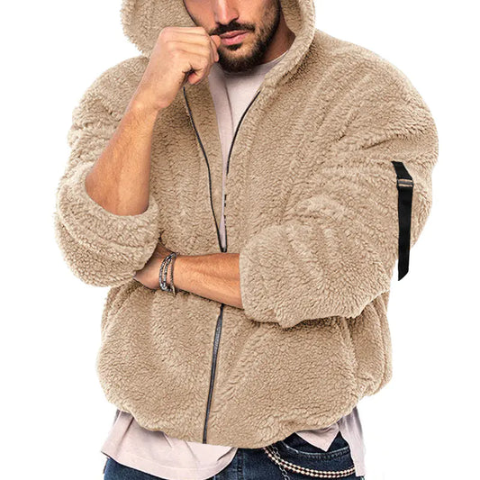Men's Double-Sided Hooded Velvet Winter Jacket